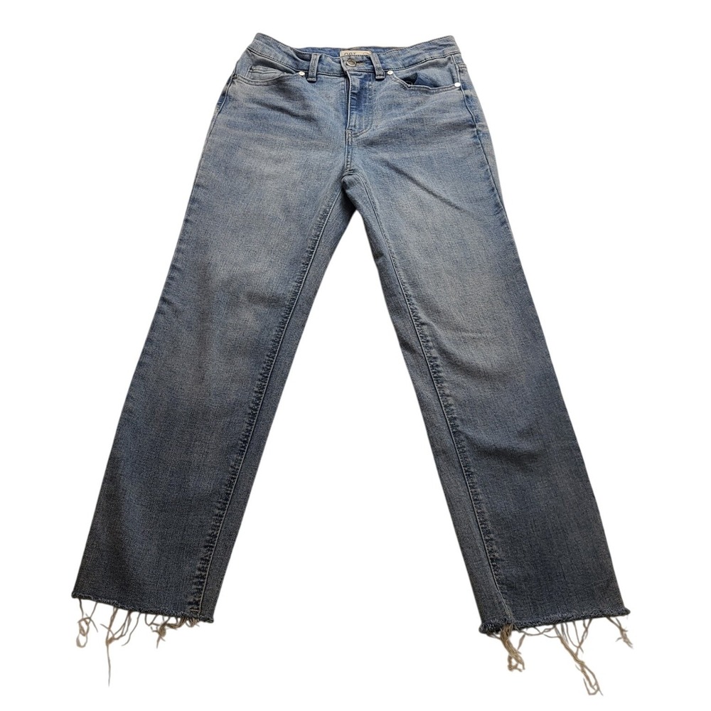 OAT New York Women's High Rise Straight Leg Jeans Blue Raw Hem Size 4/27 NWOT